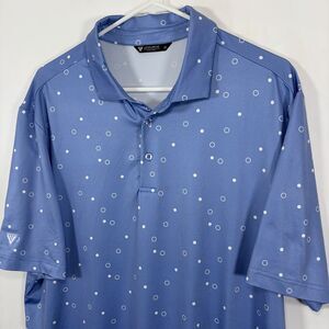 Levelwear Golf Polo Shirt Mens Size Large Blue Geometric Circles Performance